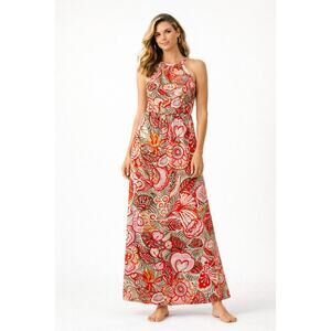 LOFT Retro Floral Racerback Maxi Dress